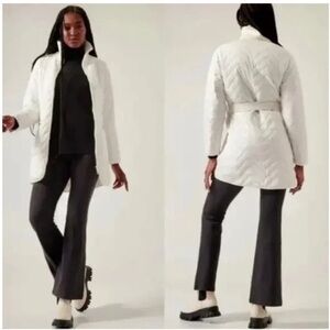 Athleta White Mendocino Quilted Puffers Coat Jacket, Size S, NWT